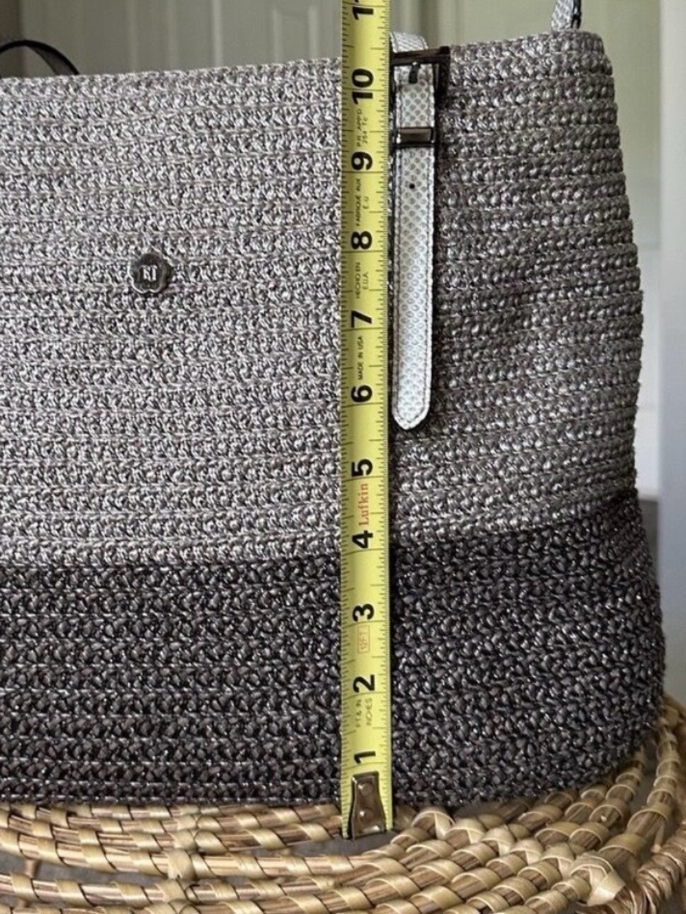 Eric Javits Silver Raffia Woven Tote Shoulder Bag - Picture 8 of 11